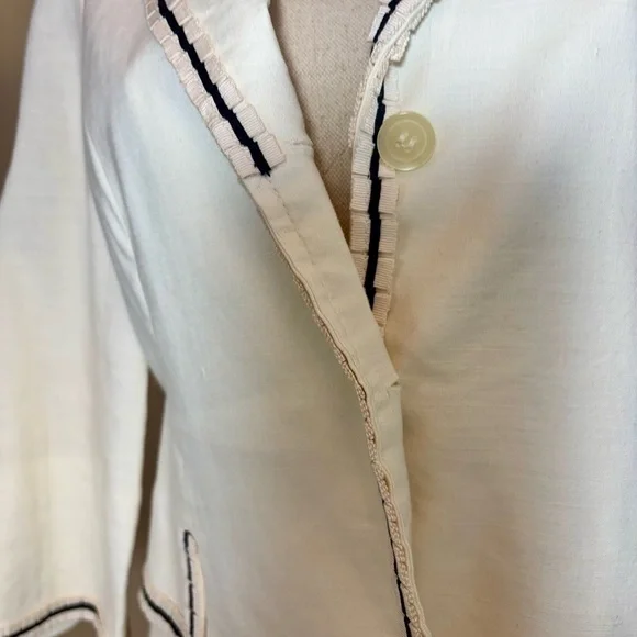 Anne Klein Cream Linen Blazer Pleated Skirt Set - Picture 3 of 9